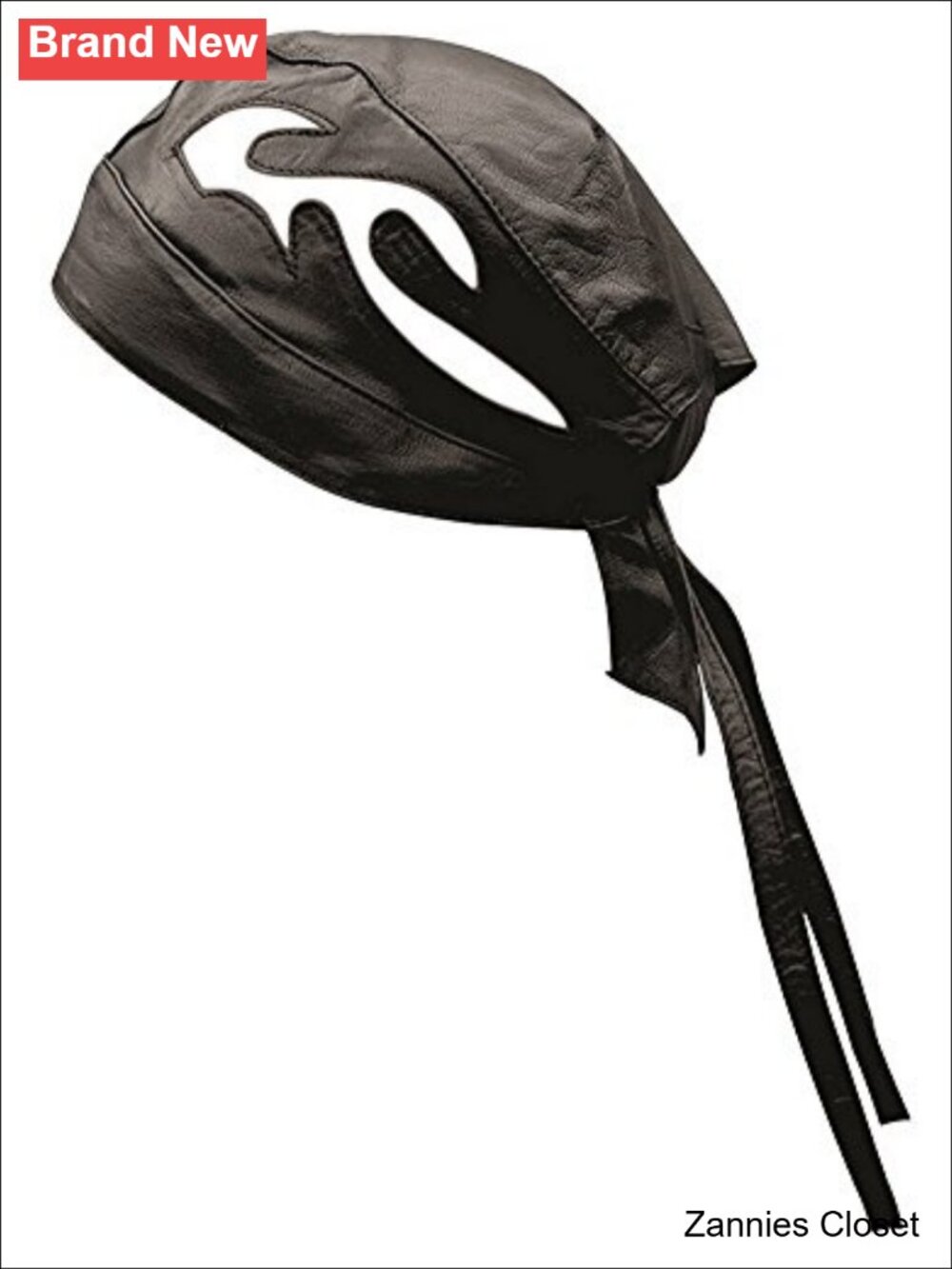 🤠 Men's Genuine Leather Motorcycle Head Wrap Skull Cap One Size